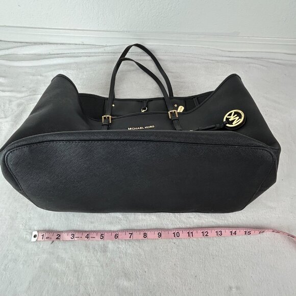 Authentic Michael Kors Jet Set Saffiano Leather Tote Bag Large Black Travel